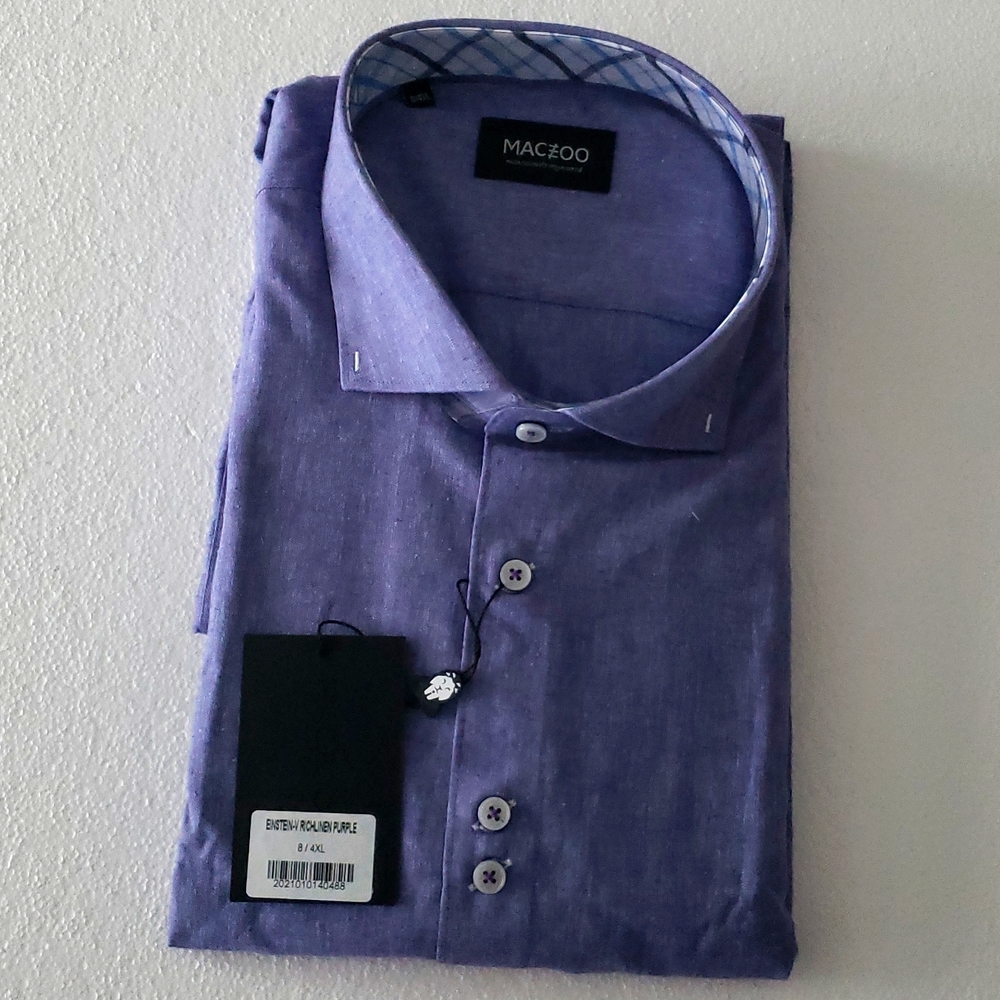 Mens Purple Linen Long Sleeve Shirt